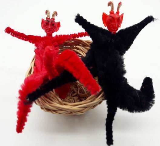 Chenille Krampus rot und schwarz