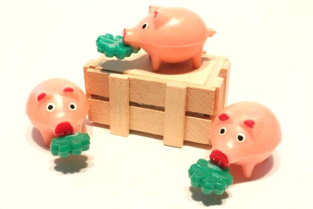Schweinchen rosa groß mit Klee