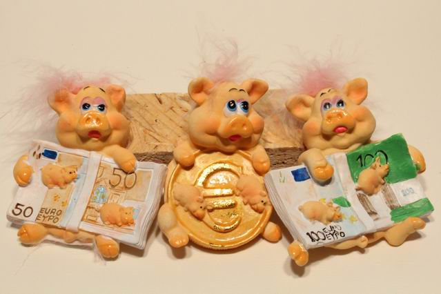 Schweine mit Euro-Scheinen/Münze Magnet