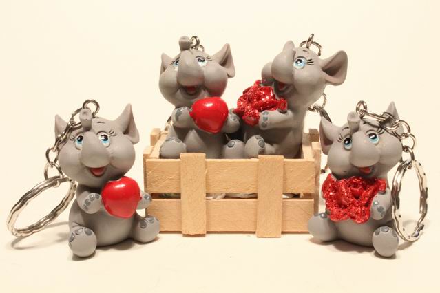 Schlüsselanhänger Elefant 2 fach sort.
