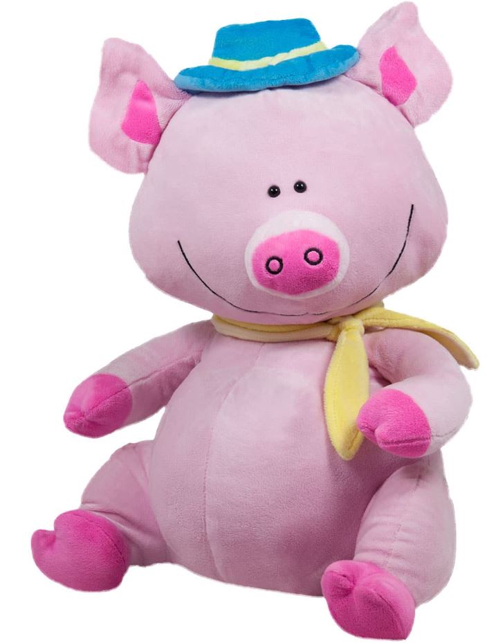 Dickes Plüschschwein mit Hut