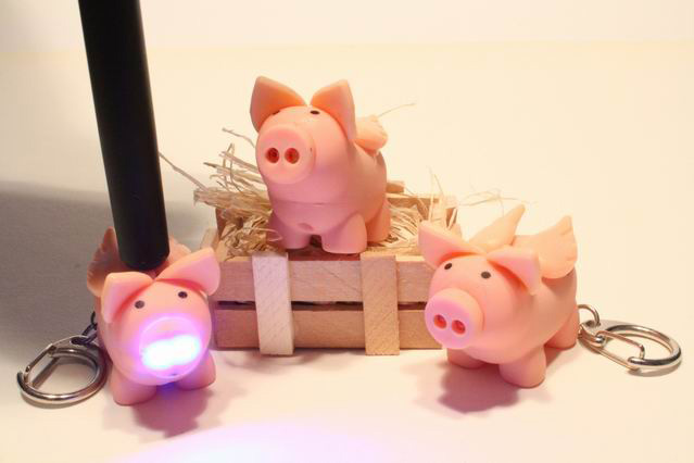 Schlüsselanhänger Flügelschwein mit sound und Licht