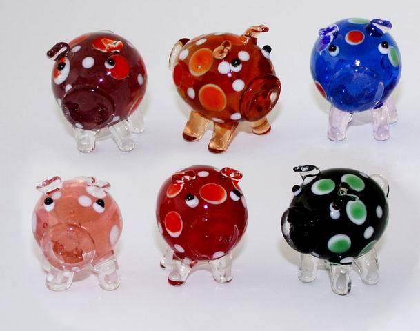 Glas-Schwein Bubble bunt