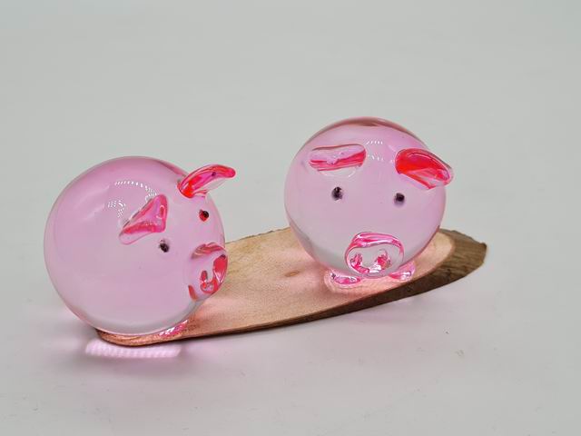 Glas Schwein rosa groß