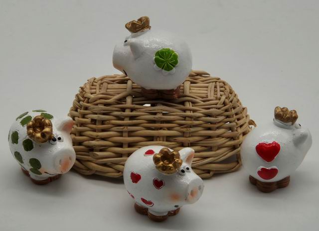 Minischwein mit Goldkrone